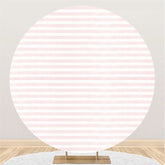 Lofaris Circle Pink And White Stripes Birthday Party Backdrop